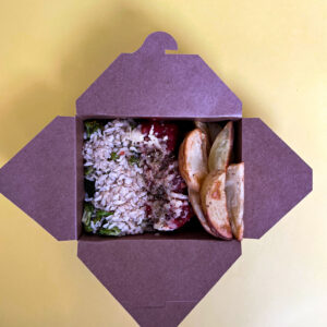 Almôndega de carne com Arroz integral de Brócolis e Batata rústica  (350g)